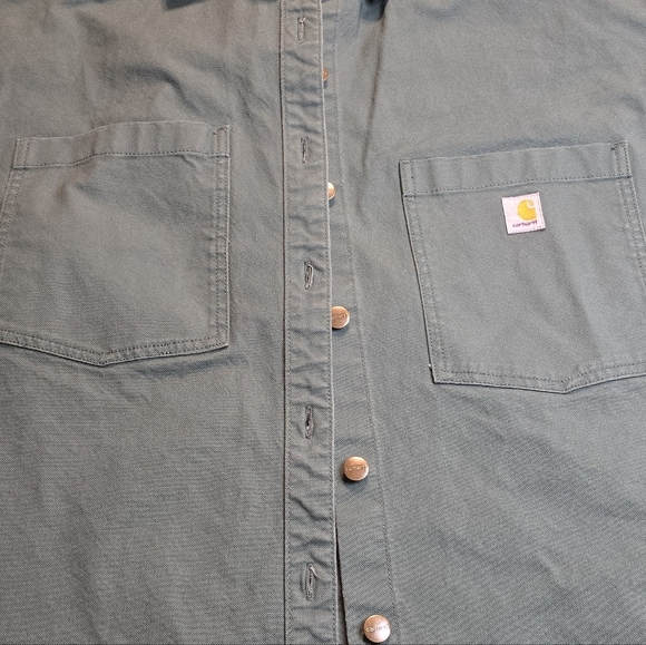 Carhartt Womens Size 2X Green Rugged Flex Heavyweight Duck Canvas Overshirt New - Picture 6 of 9